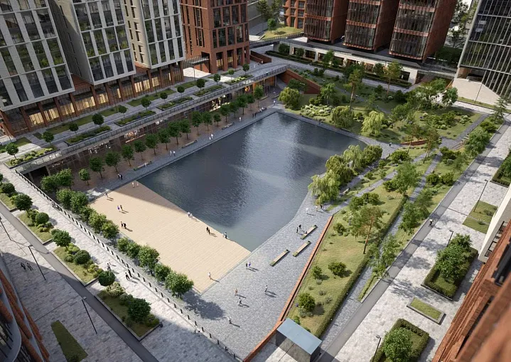 Общественная зона с прудом и парком откроется в Хамовниках осенью 2024 года